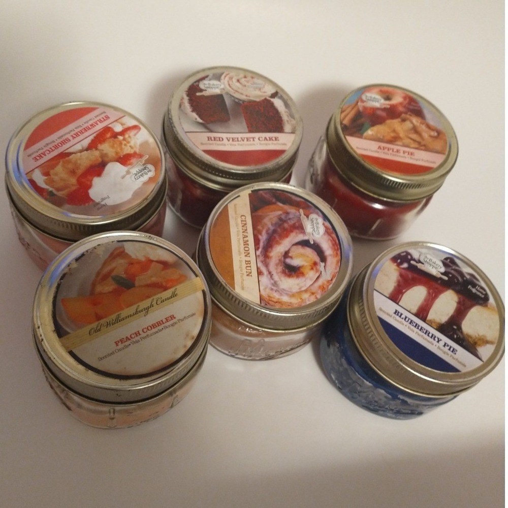 The Bakery Shoppe mini pastry scented candle lot of 6 in tiny Mason Jars